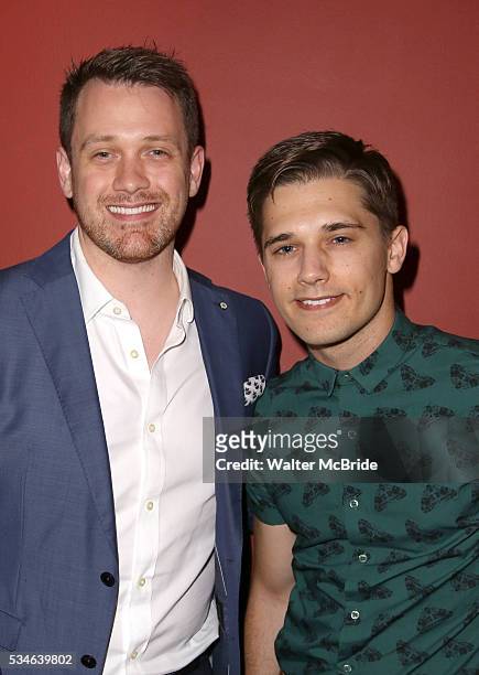 Michael Arden and Andy Mientus attend The 66th Annual Outer Critics Circle Awards Party at Sardi's on May 26, 2016 in New York City.