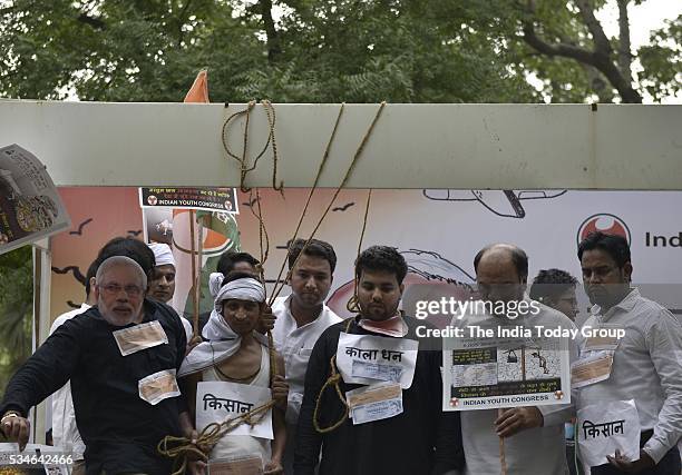 Indian Youth Congress protest against the NDA government, in New Delhi.