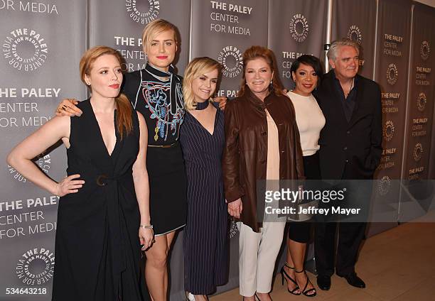 Actors Natasha Lyonne, Taylor Schilling, Taryn Manning, Kate Mulgrew, Selenis Leyva, Michael Harney attends Paleylive LA: An Evening with 'Orange Is...