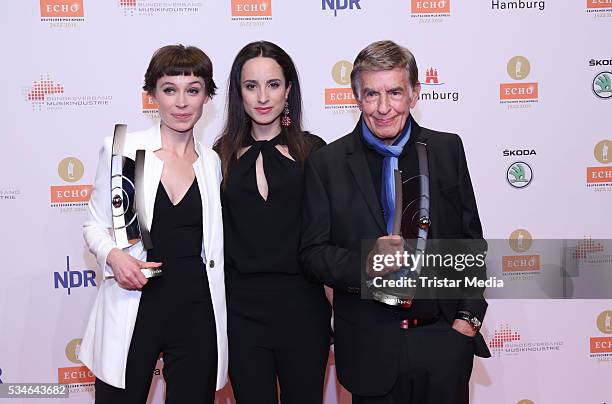 Hamburg, GERMANY Natalia Mateo, Stephanie Stumph and Rolf Kuehn attend the Echo Jazz 2016 - Arrivals on May 26, 2016 in Hamburg, Germany.