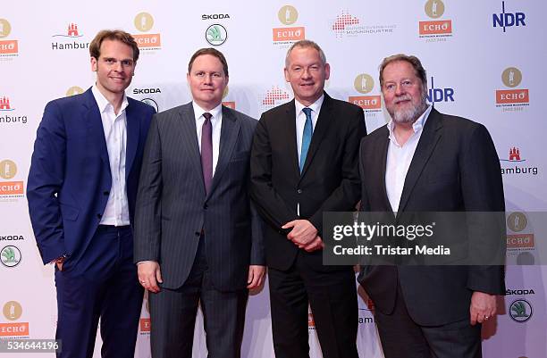 Hamburg, GERMANY Florian Druecke, Philip Ginthoer, Lutz Marmor and Dieter Gorny attend the Echo Jazz 2016 - Arrivals on May 26, 2016 in Hamburg,...