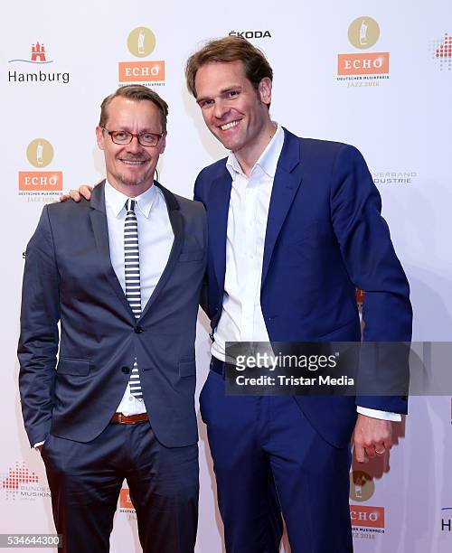Hamburg, GERMANY Dirk Bauer and Florian Druecke attend the Echo Jazz 2016 - Arrivals on May 26, 2016 in Hamburg, Germany.