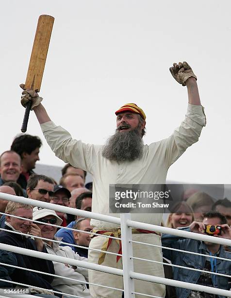 An actor dressed as W.G. Grace entertains in the crowd during day two of the Fourth npower Ashes Test between England and Australia on August 26,...