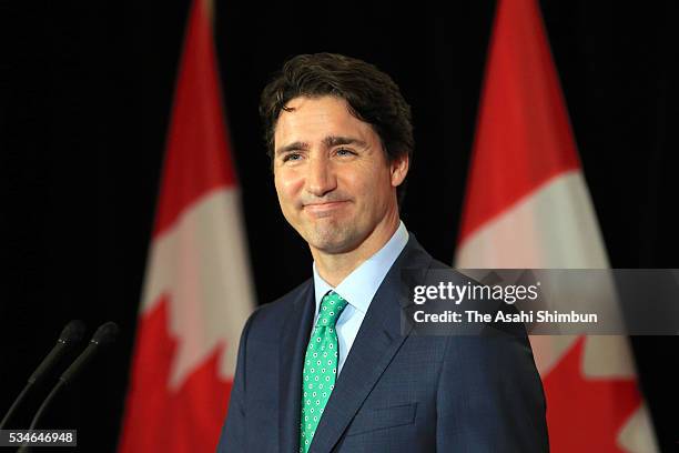 Canadian Prime Minister Justin Trudeau attends a press conference after the Group of Seven summit on May 27, 2016 in Shima, Mie, Japan. The 2-day...