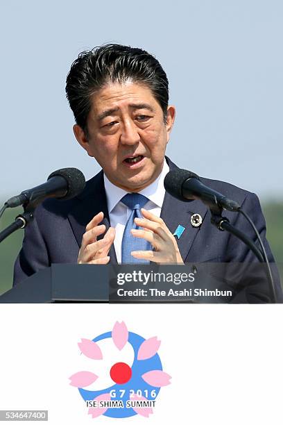 Japanese Prime Minister Shinzo Abe attends a press conference after the Group of Seven summit on May 27, 2016 in Shima, Mie, Japan. The 2-day Group...