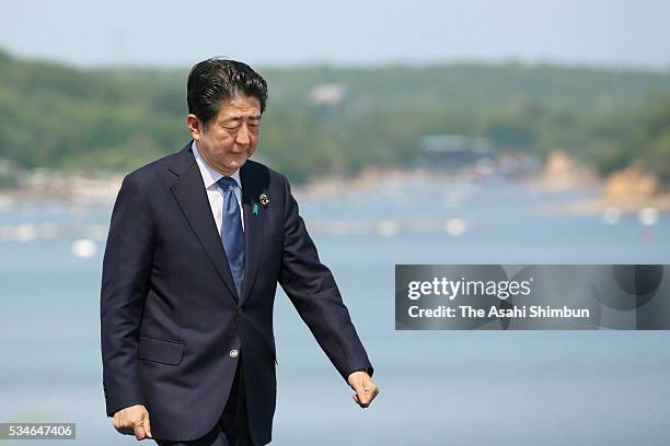 Japanese Prime Minister Shinzo Abe attends a press conference after the Group of Seven summit on May 27, 2016 in Shima, Mie, Japan. The 2-day Group...