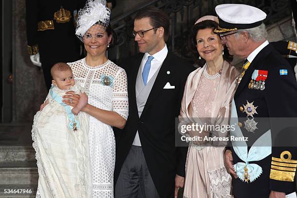 Crown Princess Victoria of Sweden, Prince Oscar of Sweden, Prince Daniel of Sweden, Queen Silvia Of Sweden and King Carl Gustaf of Sweden are seen at...