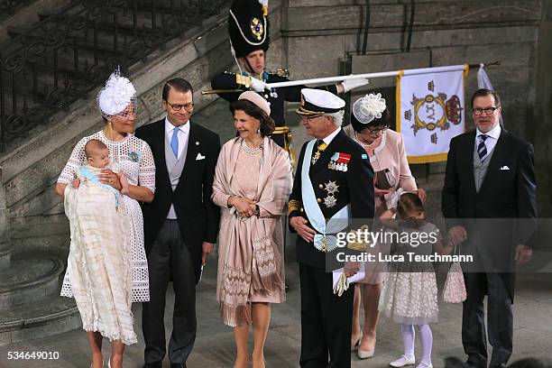Crown Princess Victoria of Sweden, Prince Oscar of Sweden, Prince Daniel of Sweden, Queen Silvia Of Sweden and King Carl Gustaf of Sweden are seen at...