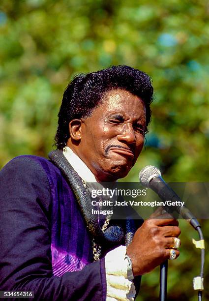 American R&B musician Screamin' Jay Hawkins performs at Central Park SummerStage, New York, New York, July 29, 1990.