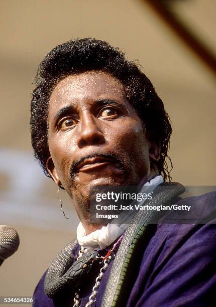 American R&B musician Screamin' Jay Hawkins performs at Central Park SummerStage, New York, New York, July 29, 1990.