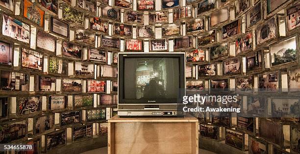 An installation is seen in the Singapore Pavillion of the 15th Architecture Venice Biennale, on May 27, 2016 in Venice, Italy. The 15th International...