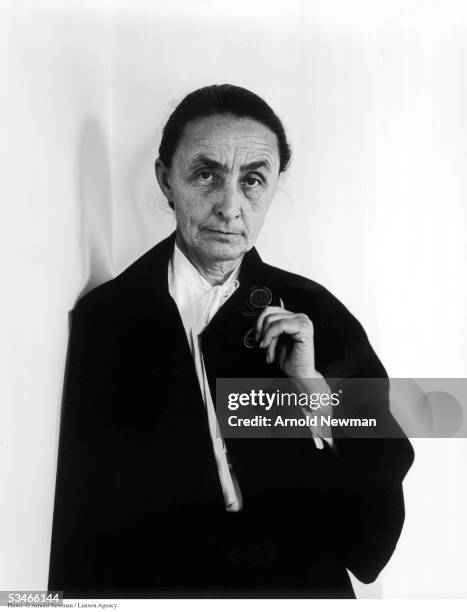 Portrait of Georgia O'Keeffe, American painter, April 17, 1944 in New York City. O'Keeffe is best known for her colorful paintings of flowers and...