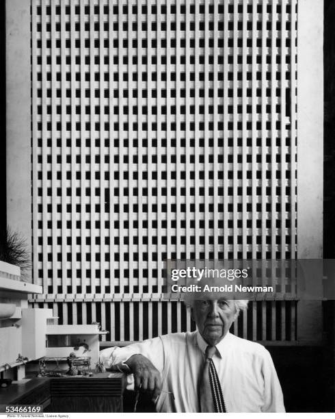 Portrait of American architect Frank Lloyd Wright at Taliesin East, October 13 in Spring Green, Wisconsin. Wright is considered to be one of the most...