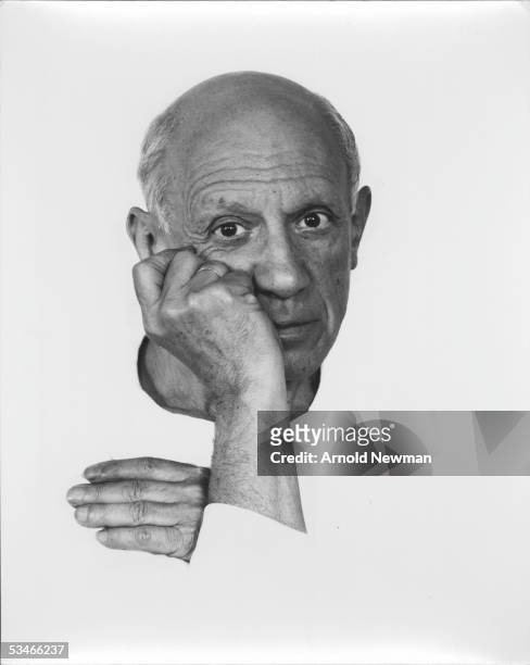 Portrait of artist Pablo Picasso June 2, 1954 in Vallauris, France.