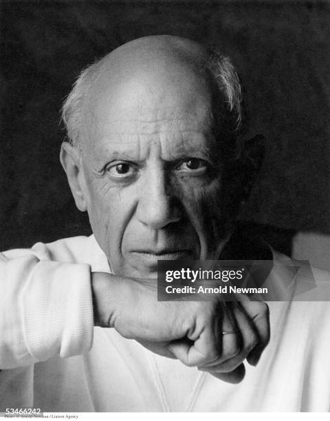 Portrait of artist Pablo Picasso June 2, 1954 in Vallauris, France.