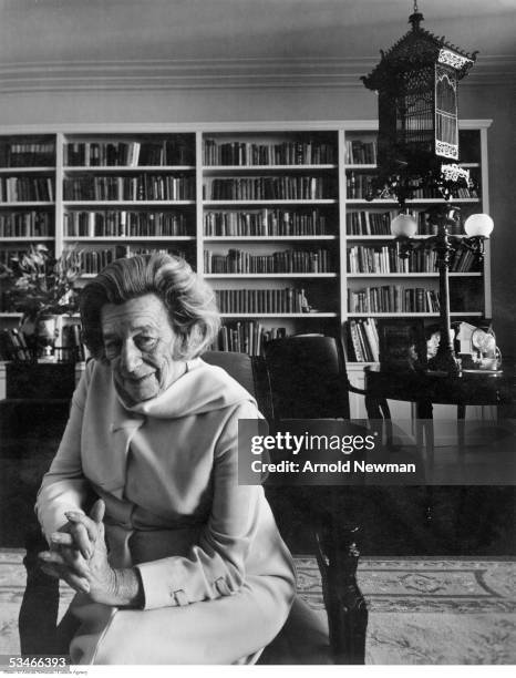 Playwright Lillian Hellman poses for portrait in her apartment March 27, 1973 in New York City. Hellman is best known for her play 'The Little Foxes'...