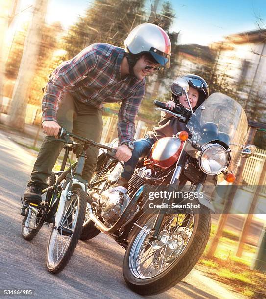 father and son and stange race - crazy dad stock pictures, royalty-free photos & images