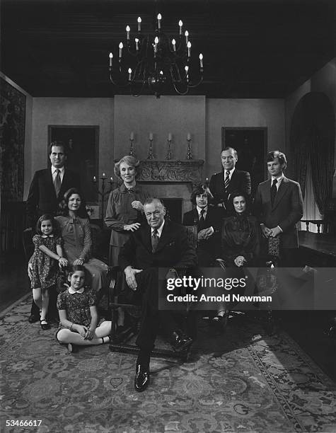 Portrait of the Lauder family taken at the home of Joseph and Estee Lauder , New York, New York, 1979. Pictured are: Joseph and Estee's son Ronald ,...