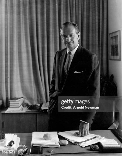 Laurance Rockefeller posed in his office, New York, September 16, 1963.