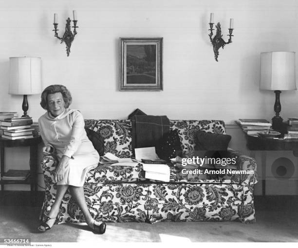 Playwright Lillian Hellman poses for portrait in her apartment March 27, 1973 in New York City. Hellman is best known for her play 'The Little Foxes'...