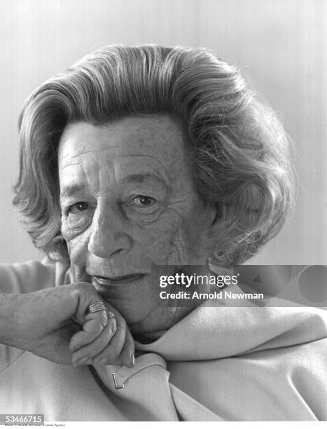 Playwright Lillian Hellman poses for portrait in her apartment March 27, 1973 in New York City. Hellman is best known for her play 'The Little Foxes'...