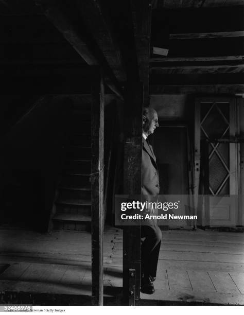 Otto Frank , father of German diarist Anne Frank , stands in a dark room inside Anne Frank House, Amsterdam, the Netherlands, May 1, 1960.