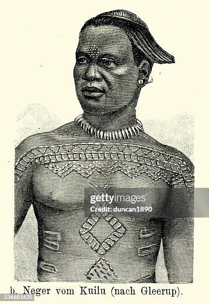 19. jahrhundert afrika-mann von den kouilou - narbe stock-grafiken, -clipart, -cartoons und -symbole
