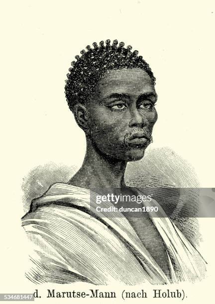 19th century africa -  marutuse man - braids stock illustrations