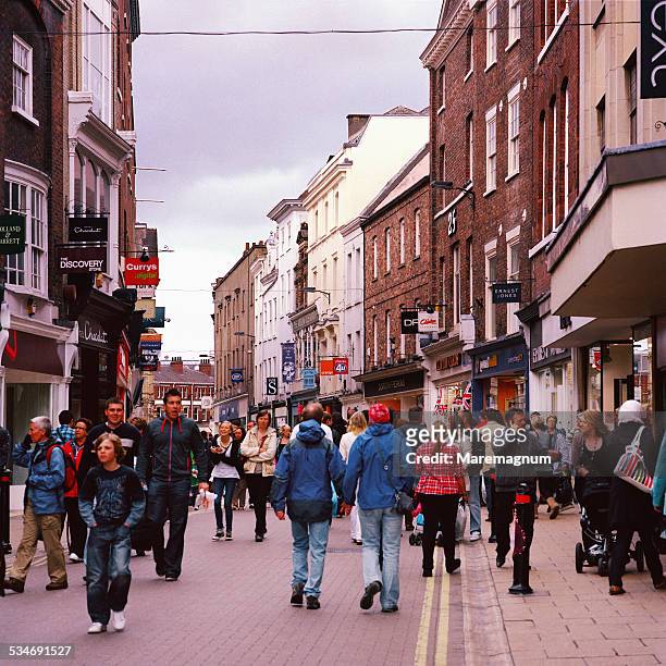 coney street, pedestrian street in central town - high street stock pictures, royalty-free photos & images