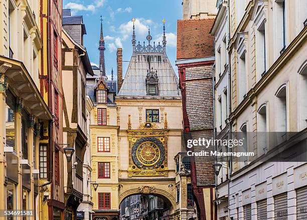 the gros horloge (big clock) - rouen france stock pictures, royalty-free photos & images