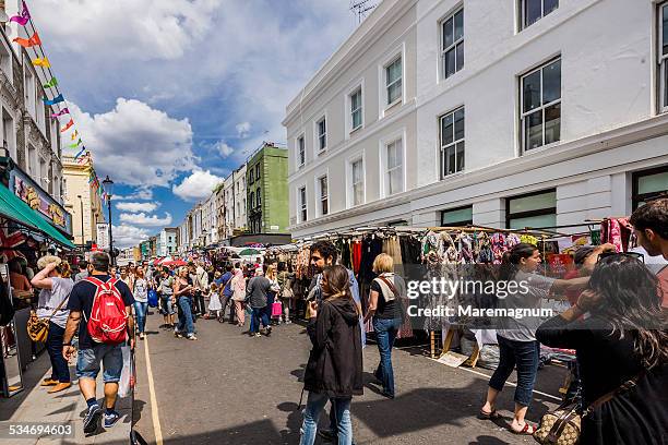 notting hill, portobello market - marché de plein air photos et images de collection