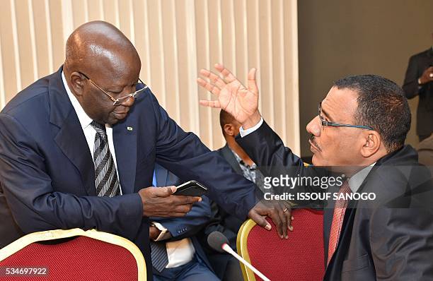 Burkina Faso's Security and Interior Minister Simon Compaore and Niger's Interior Minister Mohamed Bazoum attends a security meeting of the ministers...