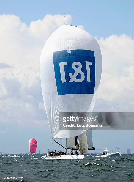 The United Internet Team Germay with the spinaker during the Louis Vuitton Act 6 on August 26, 2005 in Malmo, Sweden.