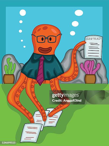 octopus manager - windsor knot stock illustrations