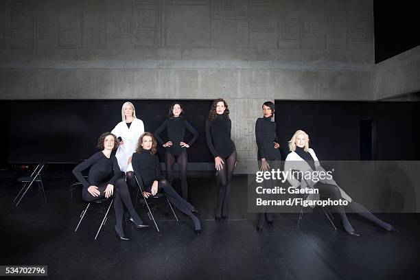 The cast of Olivier Saillard's 'Models Never Talk' is photographed for Madame Figaro on October 5, 2015 in Paris, France. CREDIT MUST READ: Gaetan...