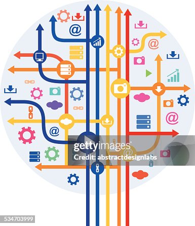 Abstract tree with technology icons Abstract tree with technology icons
