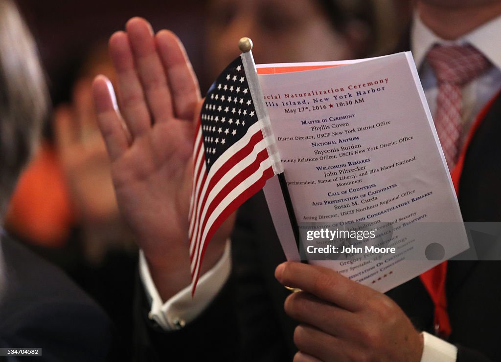 Jeh Johnson Attends Naturalization Ceremony At New York's Ellis Island