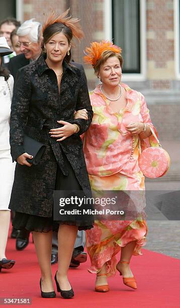 Dutch Princess Juliana and her mother Princess Christina arrive for the church wedding of Prince Pieter Christiaan and Anita van Eijk at the...