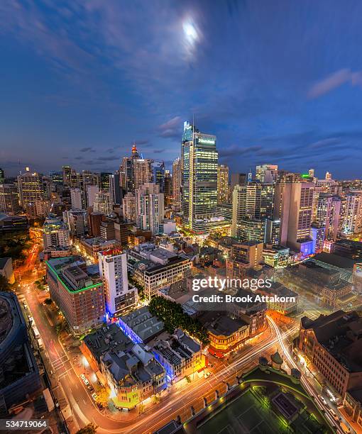 view on night highlighted sydney cbd - sydney traffic stock pictures, royalty-free photos & images