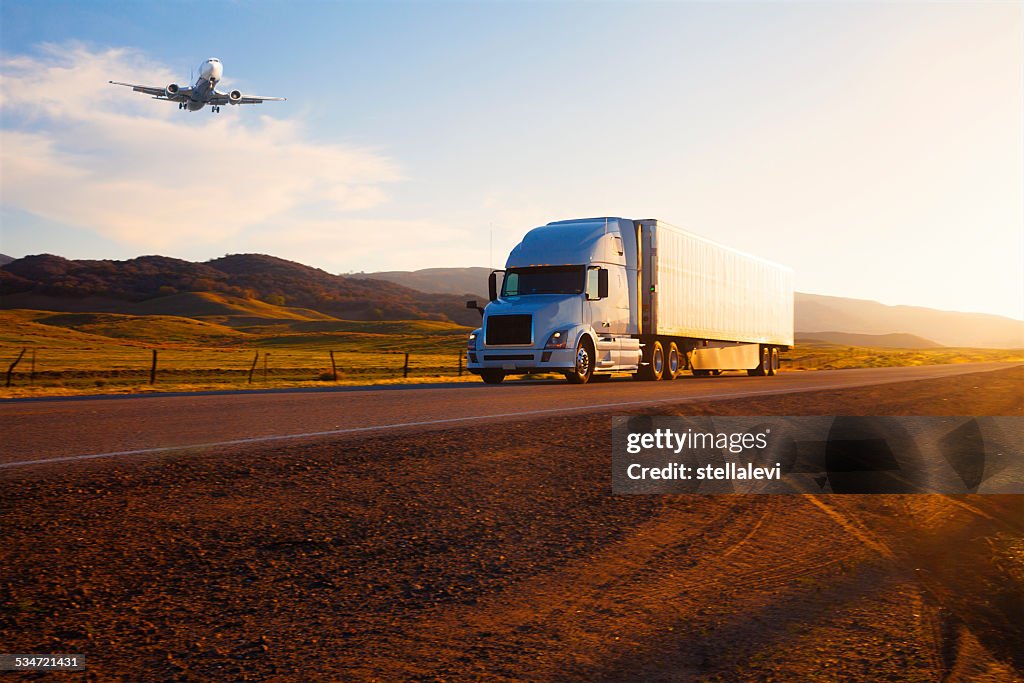 Transportation: Truck  and airplane