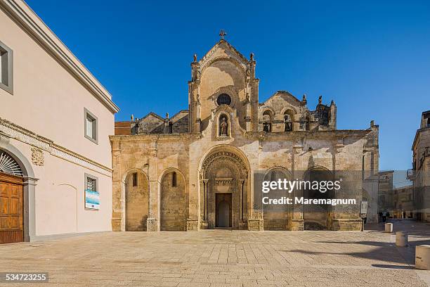 view of chiesa (church) di san giovanni battista - matera stock pictures, royalty-free photos & images