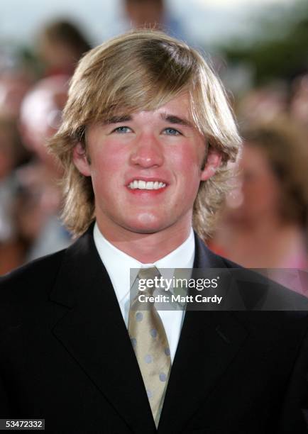 Haley Joel Osment arrives at the red carpet Gala Dinner as part of The All-Star Cup Celebrity Golf event at the Celtic Manor Resort on August 27,...