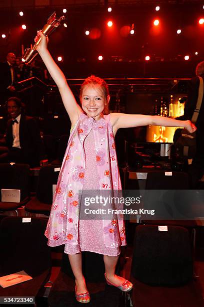 German child actress Anuk Steffen during the Lola - German Film Award 2016 - Show on May 27, 2016 in Berlin, Germany.