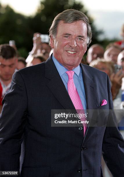 Sir Terry Wogan arrives at the red carpet Gala Dinner as part of The All-Star Cup Celebrity Golf event at the Celtic Manor Resort on August 27, 2005...