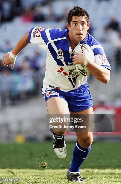 Braith Anasta of the Bulldogs in action during the round 25 NRL match between the Bulldogs and the Penrith Panthers held at Telstra Stadium on August...