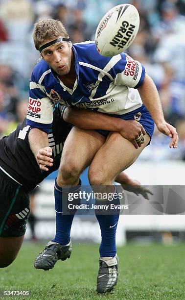 Tony Grimaldi of the Bulldogs in action during the round 25 NRL match between the Bulldogs and the Penrith Panthers held at Telstra Stadium on August...