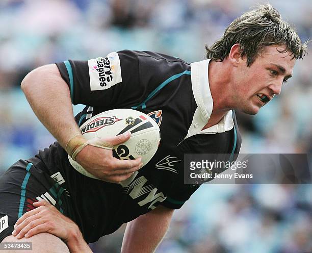 Trent Waterhouse of the Panthers in action during the round 25 NRL match between the Bulldogs and the Penrith Panthers held at Telstra Stadium on...