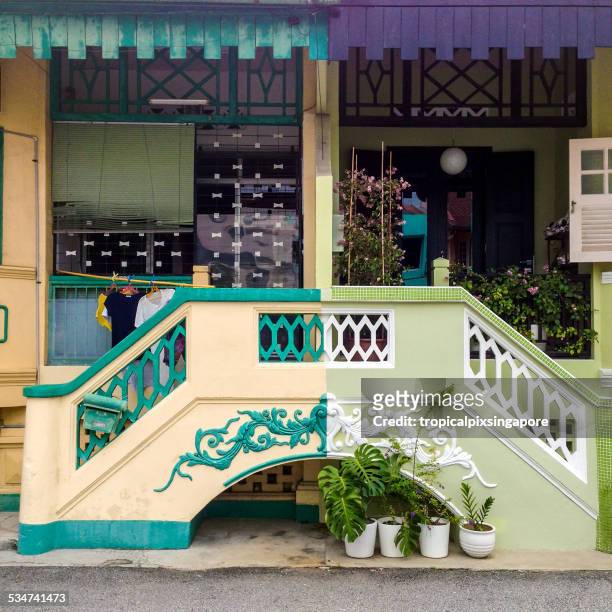 traditional peranakan shophouse - peranakan culture stock pictures, royalty-free photos & images