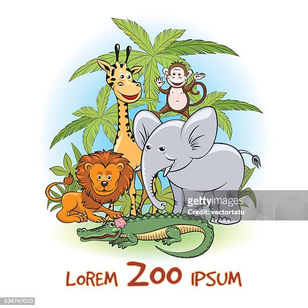  Zoológico De Animales De Dibujos Animados De Logotipo Ilustración de stock