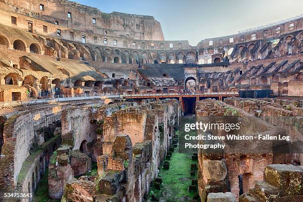 interior of the colosseum, rome, italy - coliseo romano fotografías e imágenes de stock
